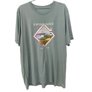 Swing Juice New England Graphic T-Shirt Men XL Green Crew Cotton Blend Basic Tee